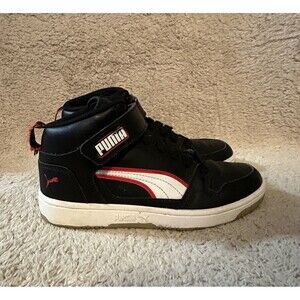 Puma Rebound Mid Strap Alumni Red Black Sneakers Shoes 386326-01 Youth Boys 5C